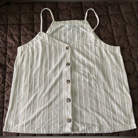 Reitmans Tops - Striped tank top with button detail and racer back